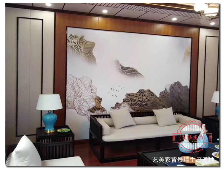 竹木集成墙板纤维电视背景墙护墙快装板3D5D定制客厅沙发玄关壁画