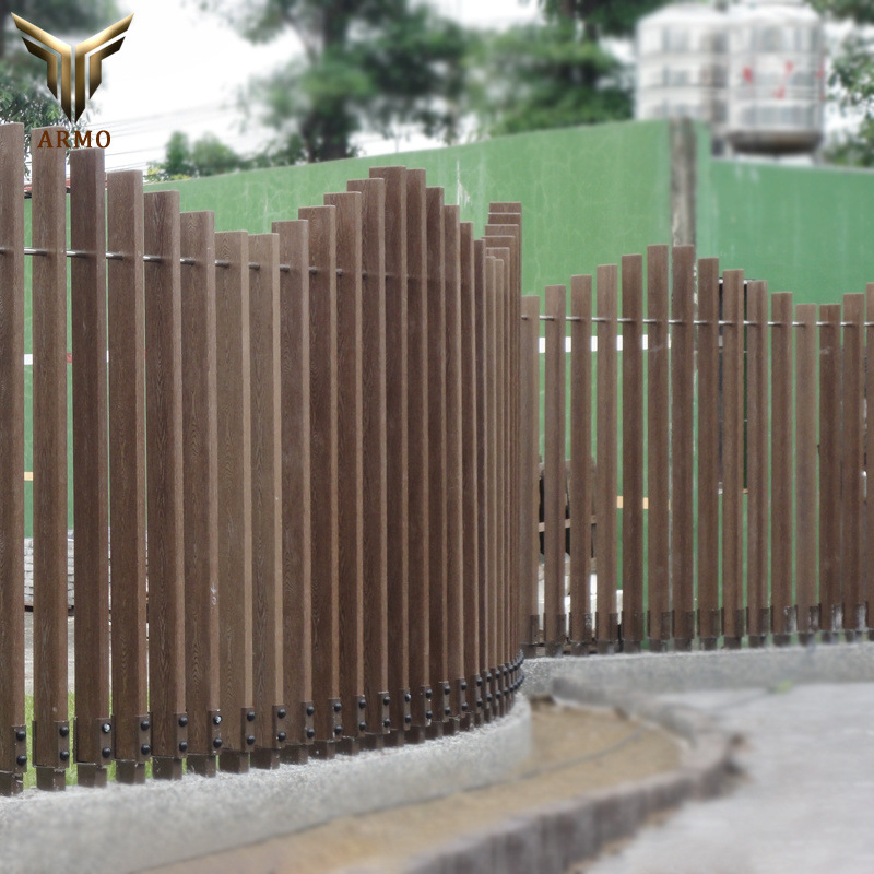 新型PS户外仿木格栅 公园景观防水耐候塑木板材 栏杆围栏材料厂家