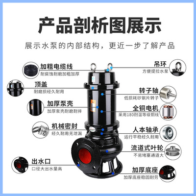 潜水泵 排污泵50WQ15-15-1.5kw 厂家可配耦合装置立式污水泵图1