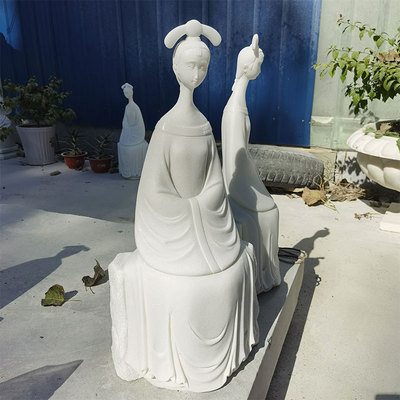 石雕汉白玉 抽象人物雕塑古代仕女传统雕像公园人物 园林景观摆件