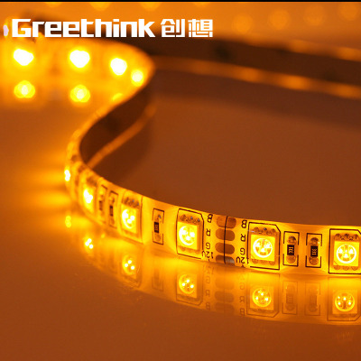 GreeThink LED黄光灯带灯条12V5050LED滴胶防水