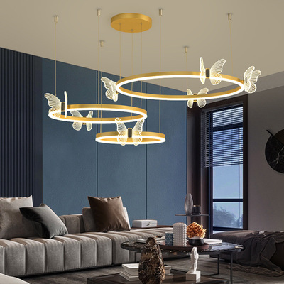 led吊灯 2021新款创意蝴蝶型客厅灯北欧简约圆环家居装饰餐厅灯具