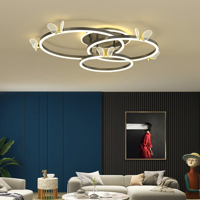 led吸顶灯 2021新款创意蝴蝶客厅灯简约现代圆环大厅卧室装修灯具