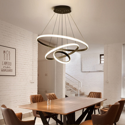 餐厅吊灯现代简约家用餐桌灯创意个性轻奢环形艺术网红灯北欧灯具