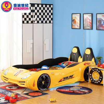 童城世纪T4高靠背全包儿童汽车智能床卡通跑车床赛车床创意儿童床
