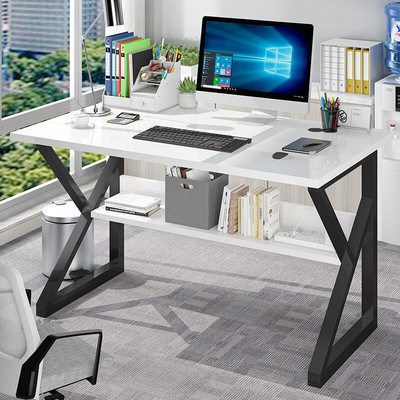 电脑桌钢木台式职员办公书桌工作位多功能家用桌子简约