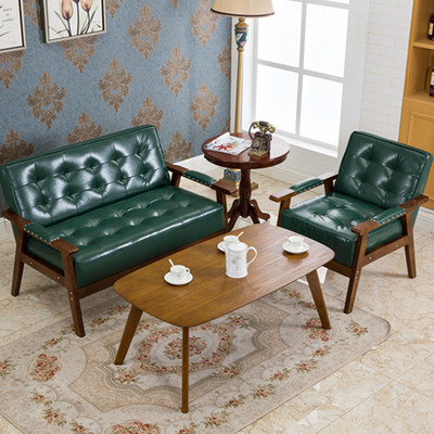 客厅沙发小沙发办公休闲实木单人双人沙发组合卡座咖啡厅沙发椅子