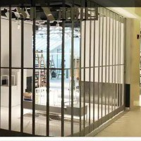 洗车店防水帘 车间围挡折叠门 汽车美容工位水晶折叠门铭轩铝合金折叠门加工定制