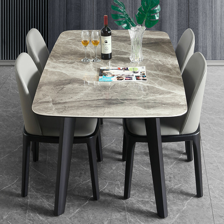 北欧大理石餐桌白蜡木岩板餐桌可定制台面大小颜色家用餐桌椅组合
