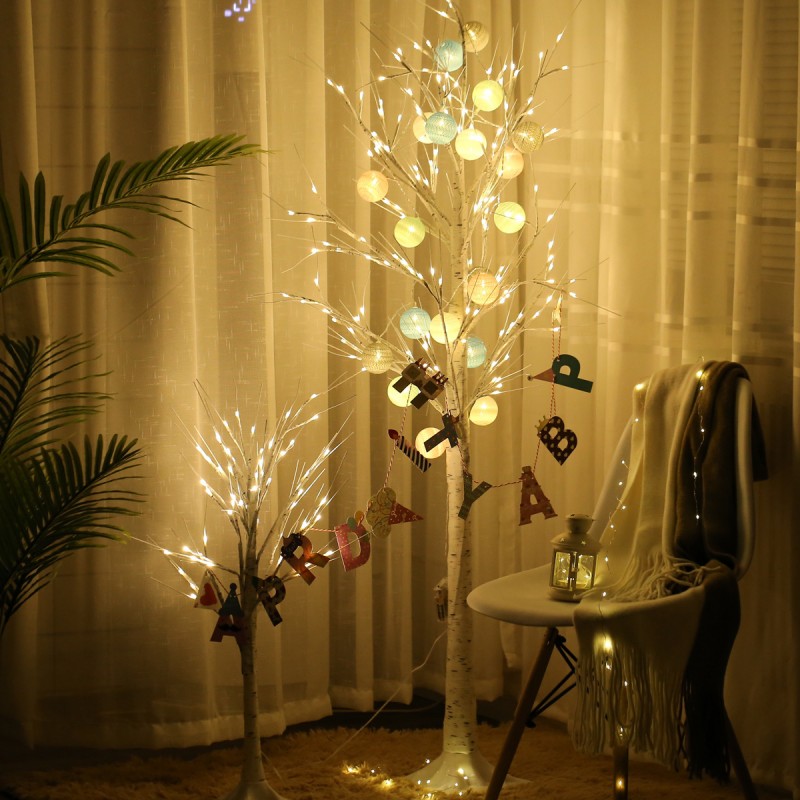 LED白桦树灯圣诞仿真树新年家居装饰背景灯春节日景观灯串24V彩灯