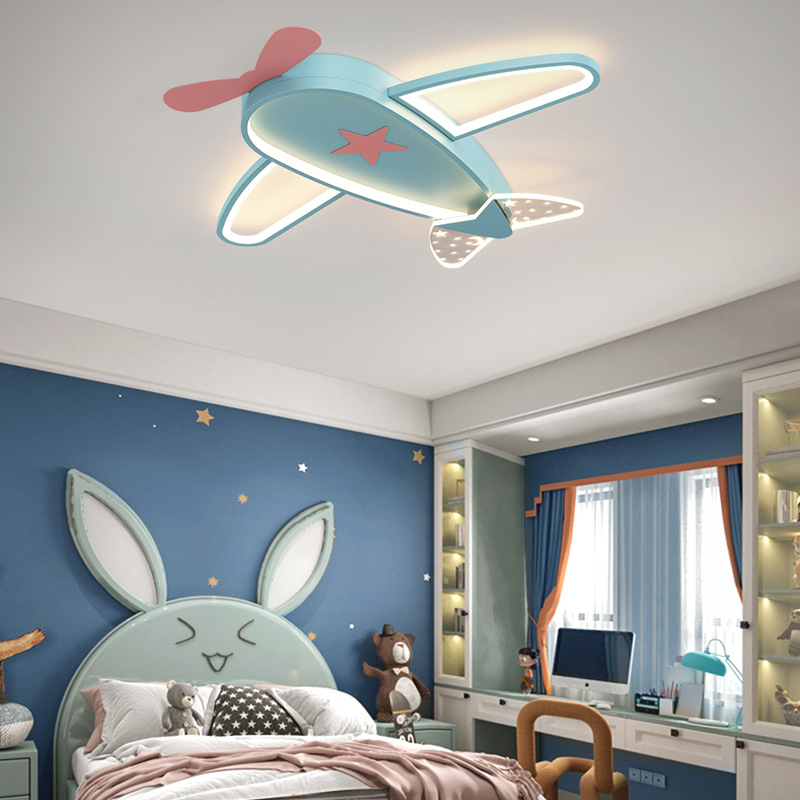 儿童房灯飞机卧室吸顶灯创意卡通太空智能遥控护眼灯男孩房间灯具图1
