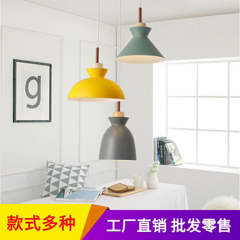 餐厅吊灯三头现代简约马卡龙吊灯led客厅吧台灯具灯饰 中山工厂
