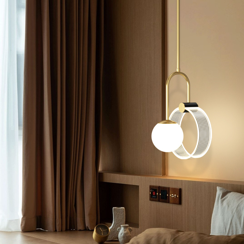 北欧卧室床头吊灯 轻奢现代简约客厅吊灯创意个性吊灯餐厅吧台灯