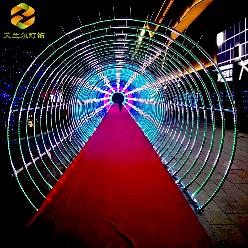 LED网红时光隧道灯 星空动感圆形拱门可编程时空灯光隧道造型灯