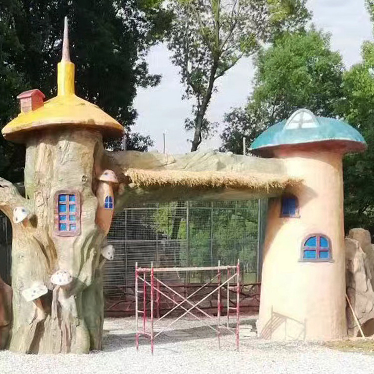水泥雕塑 旅游景区创意大门 水泥制作度假村大型门头仿真树制作