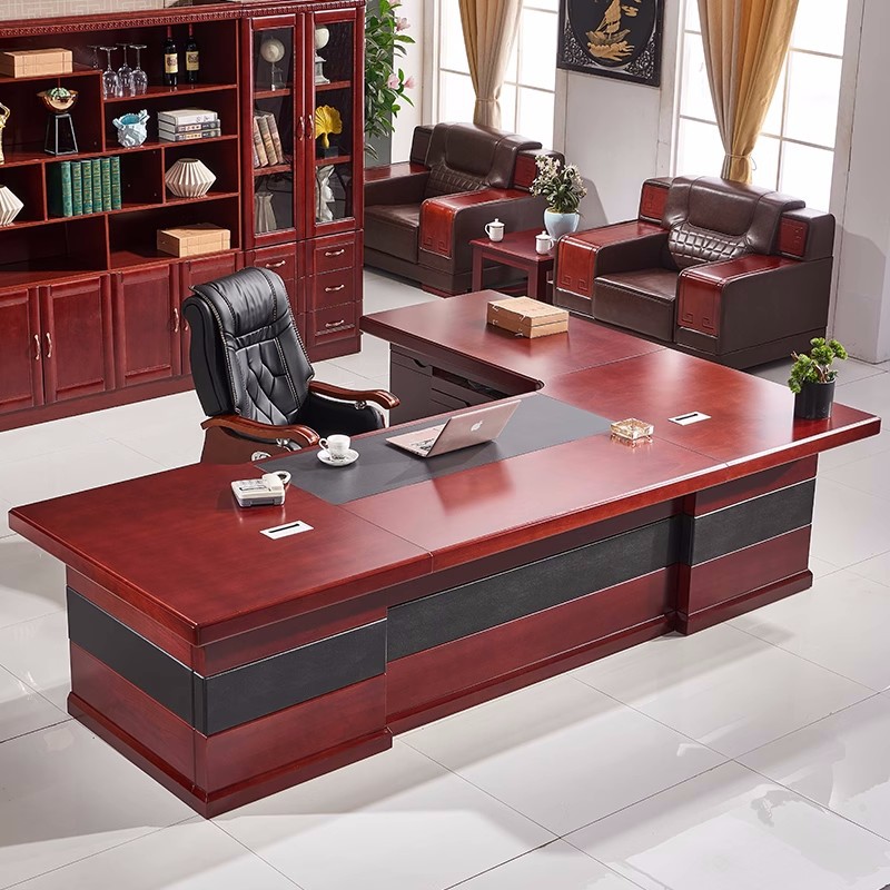 老板桌办公室办公桌椅组合大气总裁大班台现代中式可活动桌柜套装