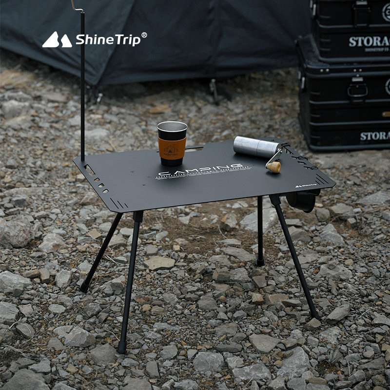 山趣户外折叠桌铝合金露营战术桌轻量化多功能野餐桌子黑化户外桌图1