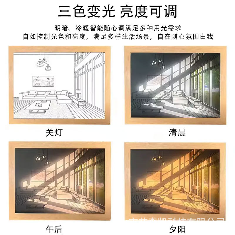 创意抖音DIY灯光画浪漫情侣礼物ins艺术摆件发光画网红氛围小 夜灯图1