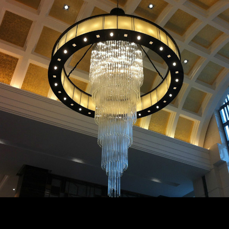大形水晶吊灯 创意个性别墅大厅酒店大堂装饰灯具 圆环水晶吊灯
