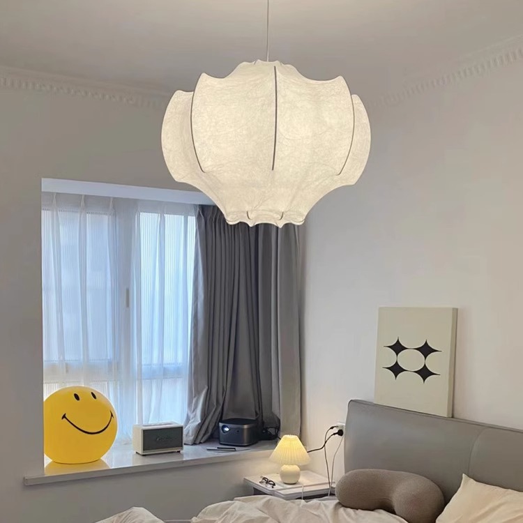 意大利设计师主卧室蚕丝吊灯法式复古侘寂客厅餐厅奶油风房间灯具