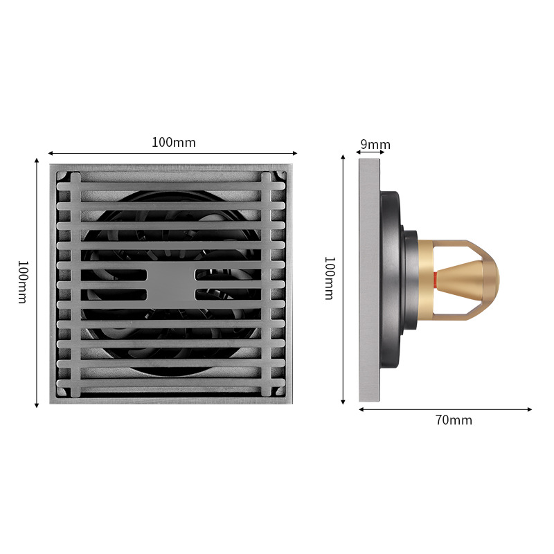 全铜地漏卫生间磁悬浮淋浴室直排地漏下水大排量防溢水两用 地漏