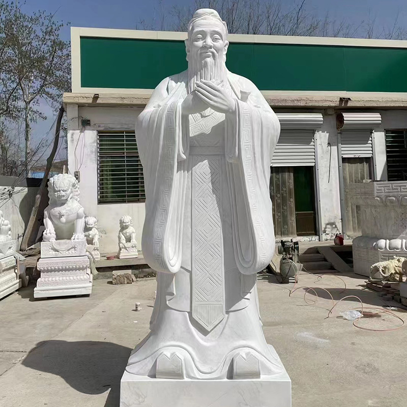 历史文化人物汉白玉雕塑孔子像李时珍校园博物馆人物文化雕塑厂家