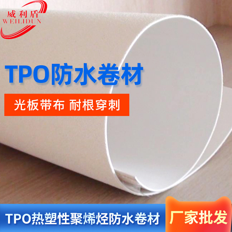 热塑性聚烯烃tpo防水卷材楼顶防水耐根穿刺外露tpo高分子防水卷材图1