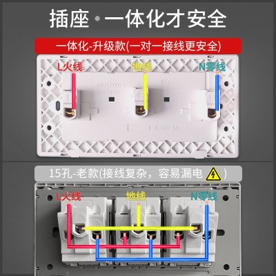 国际电工开关插座15孔九9孔十二孔12孔面板多孔118型家用 墙壁暗装图4