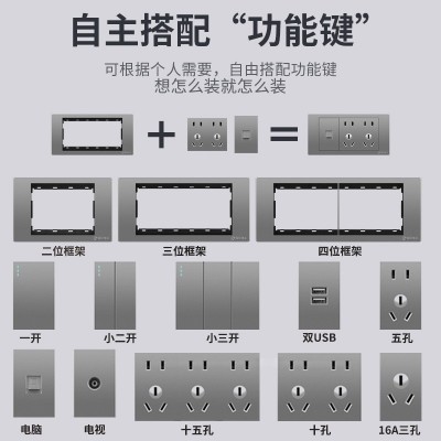 国际电工开关插座15孔九9孔十二孔12孔面板多孔118型家用 墙壁暗装图2