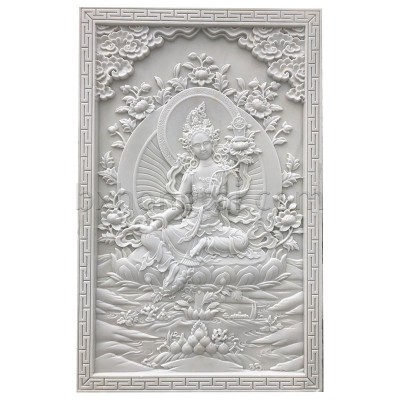 浮雕雕刻 石雕汉白玉唐卡石材人物浮雕 景观装饰石材浮雕石头唐卡图5