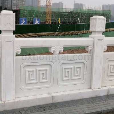 四川汉白玉大理石大板雪花拼花白玉桥栏杆石雕厂家建材批发图2
