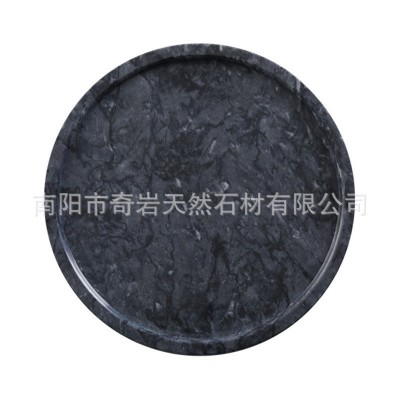 天然大理石圆片 芙蓉红托盘 置物盘 首饰盘 云雾白大理石圆片图1