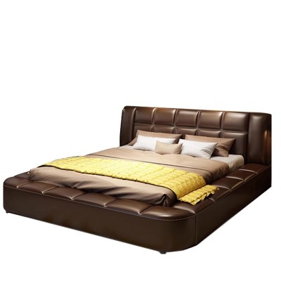 皮艺床现代简约主卧双人床1.8米大户型榻榻米床气动储物床图5