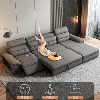 皮艺功能沙发现代简约多功能储物沙发床usb充电多功能沙发Sofa图3