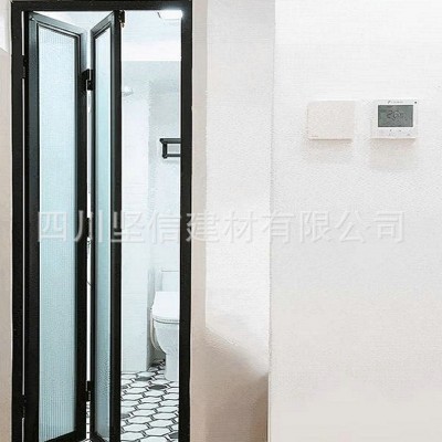 厕所浴室北欧折叠门 电动工业重型断桥玻璃厕所隔断折叠门加工图3