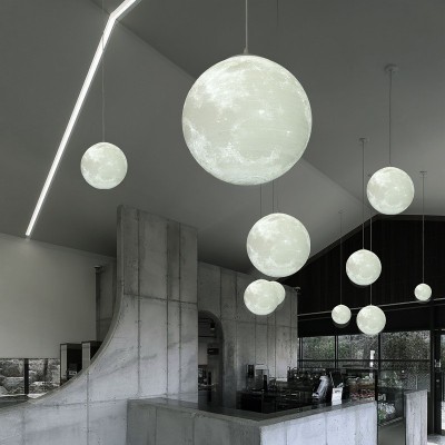 3D月球吊灯现代简约网红吧台星球灯创意极简儿童房卧室餐厅月亮灯图1