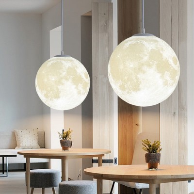 3D月球吊灯现代简约网红吧台星球灯创意极简儿童房卧室餐厅月亮灯图2