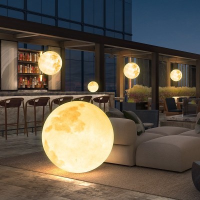 月球吊灯星球灯艺术室内工装圆球灯网红吊灯北欧餐厅灯卧室月亮灯