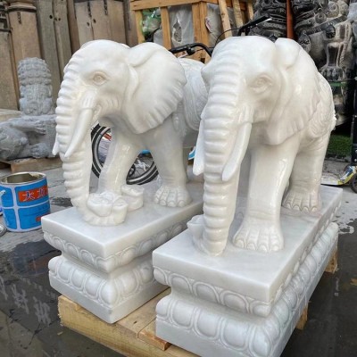 恒豪雕塑 汉白玉大象 雕刻青石 厂家出售石雕 石头图3
