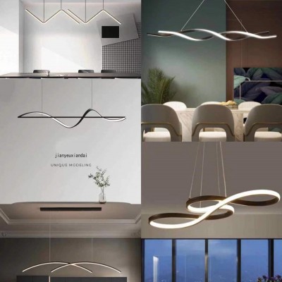 北欧餐厅灯长条设计师样板房创意几何线条吊灯现代简约饭厅餐桌灯图3