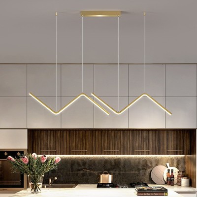 北欧餐厅灯长条设计师样板房创意几何线条吊灯现代简约饭厅餐桌灯图5