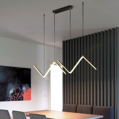 北欧餐厅灯长条设计师样板房创意几何线条吊灯现代简约饭厅餐桌灯图2