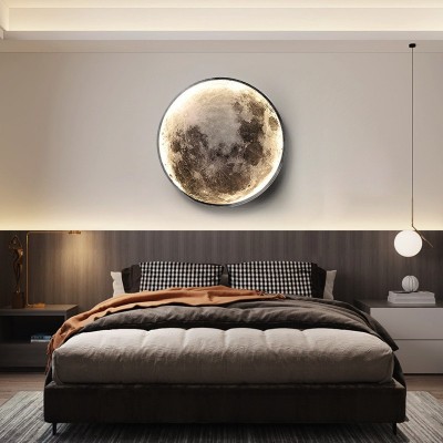 实瑞月球壁灯卧室床头灯现代轻奢壁画客厅背景墙装饰灯北欧 艺术灯图3