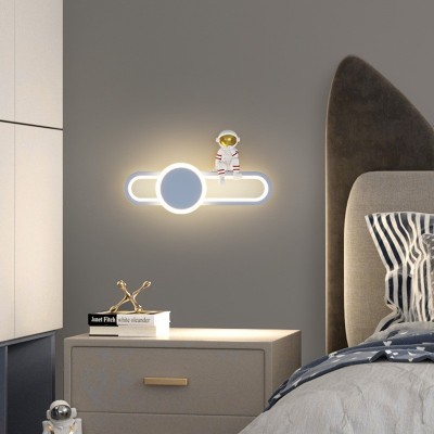 新款儿童房壁灯北欧创意宇航员简约现代卡通太空人小孩卧室床头灯图1