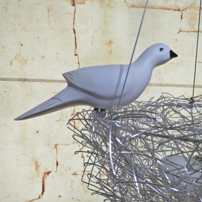 现代铝材鸟巢吊灯 创意书房儿童房吊灯艺术铝线鸟窝灯图4