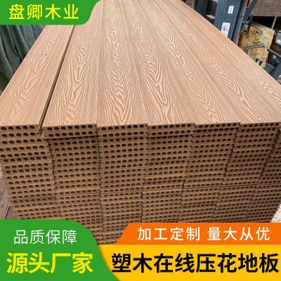 户外塑木圆孔3D在线压花地板 园林景观塑木地板露台阳台防水地板图5