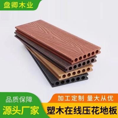 户外塑木圆孔3D在线压花地板 园林景观塑木地板露台阳台防水地板图3