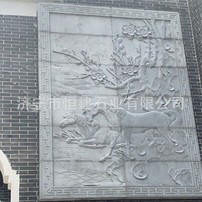 石雕影壁墙农村中式庭院迎门墙大理石照壁公园景观广场石雕壁画图2