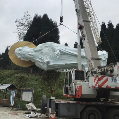 厂家定制汉白玉石雕观音佛像玻璃钢寺庙滴水南海观音菩萨雕塑摆件图2