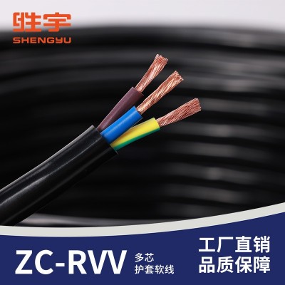 阻燃RVV国标电源线2 3 4 5芯1 1.5 2.5 4 6平方护套线 电线电缆